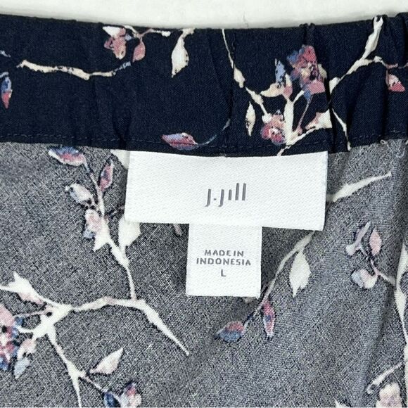 J. Jill Blue Pink Floral A-Line Rayon Midi Skirt Women’s Large - Picture 6 of 8